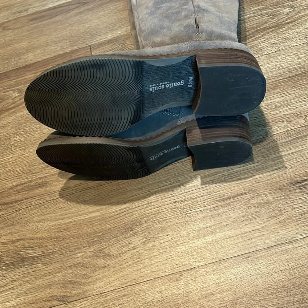 Gentle Souls Suede Mid Calf Boots - Brian Concrete Suede Gray Women's. - Picture 7 of 11